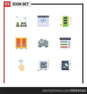 9 Creative Icons Modern Signs and Symbols of tank, reading, hardware, read, education Editable Vector Design Elements