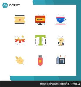 9 Creative Icons Modern Signs and Symbols of text, holiday, tea, star, flag Editable Vector Design Elements