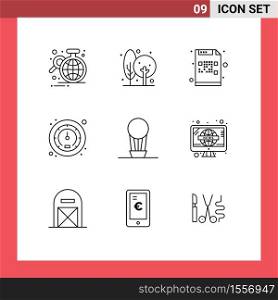 9 Creative Icons Modern Signs and Symbols of traffic, meter, farming, mail, encrypted Editable Vector Design Elements