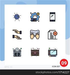 9 Creative Icons Modern Signs and Symbols of type, hands, phone, caring, iphone Editable Vector Design Elements