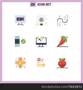 9 Creative Icons Modern Signs and Symbols of website, data, coding, complete, programing Editable Vector Design Elements