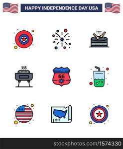 9 Creative USA Icons Modern Independence Signs and 4th July Symbols of usa; american; instrument; holiday; celebration Editable USA Day Vector Design Elements