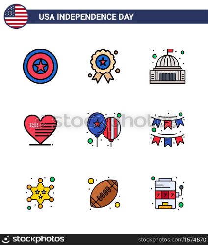 9 Creative USA Icons Modern Independence Signs and 4th July Symbols of american; day; white; celebrate; flag Editable USA Day Vector Design Elements