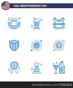 9 Creative USA Icons Modern Independence Signs and 4th July Symbols of badge  american  building  usa  shield Editable USA Day Vector Design Elements