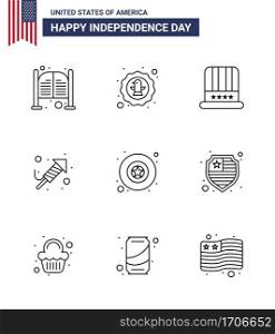 9 Creative USA Icons Modern Independence Signs and 4th July Symbols of day  religion  eagle  fire work  american Editable USA Day Vector Design Elements
