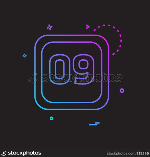 9 Date Calender icon design vector