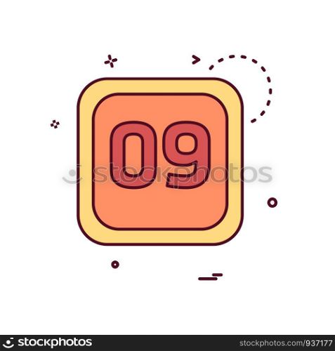 9 Date Calender icon design vector
