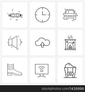 9 Editable Vector Line Icons and Modern Symbols of arrow, upload, vehicle, cloud, volume Vector Illustration