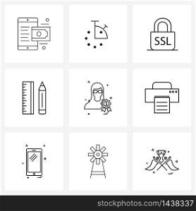 9 Editable Vector Line Icons and Modern Symbols of avatar, avatar, security, avatar, school Vector Illustration