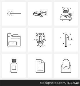 9 Editable Vector Line Icons and Modern Symbols of bulb, idea, avatar, record, business Vector Illustration