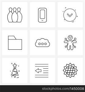 9 Editable Vector Line Icons and Modern Symbols of chat, storage, arrow, data, down Vector Illustration