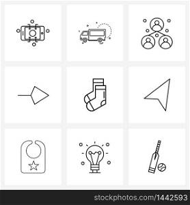 9 Editable Vector Line Icons and Modern Symbols of clothing, direction, audience, right, users Vector Illustration