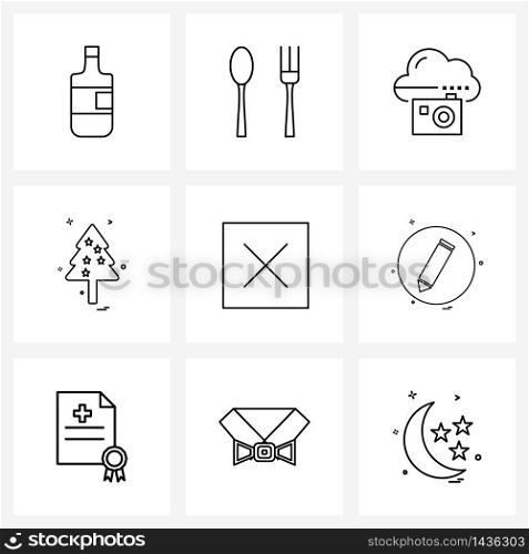 9 Editable Vector Line Icons and Modern Symbols of cross, celebrations, camera, Christmas, network Vector Illustration