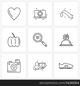 9 Editable Vector Line Icons and Modern Symbols of food, Halloween, technology, pumpkin, arrow Vector Illustration