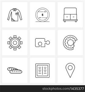 9 Editable Vector Line Icons and Modern Symbols of game, testing, money, spanner, mirror Vector Illustration