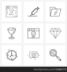 9 Editable Vector Line Icons and Modern Symbols of good, website, files, martini, drink Vector Illustration