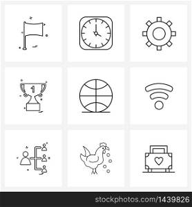 9 Editable Vector Line Icons and Modern Symbols of, prize, minutes, award, setting Vector Illustration