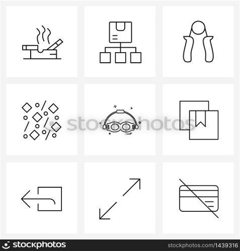 9 Editable Vector Line Icons and Modern Symbols of sea, winter, shipping, ice, sport Vector Illustration
