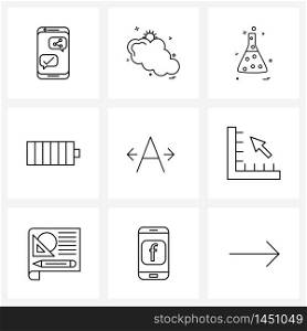 9 Editable Vector Line Icons and Modern Symbols of up, energy, lab, cell, battery Vector Illustration