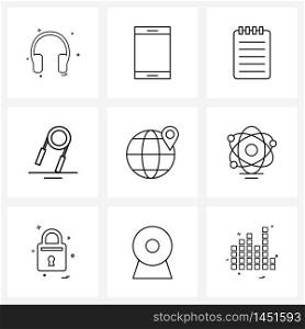 9 Editable Vector Line Icons and Modern Symbols of world map, methodology, device, medical, file Vector Illustration