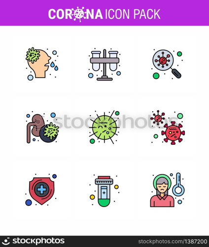 9 Filled Line Flat Color Coronavirus Covid19 Icon pack such as virus, epidemic, tubes, disease, scan viral coronavirus 2019-nov disease Vector Design Elements