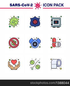 9 Filled Line Flat Color coronavirus epidemic icon pack suck as danger, security, locker, protection, securitybox viral coronavirus 2019-nov disease Vector Design Elements