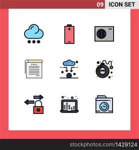 9 Filledline Flat Color concept for Websites Mobile and Apps signal, antenna, air, student notes, notes Editable Vector Design Elements