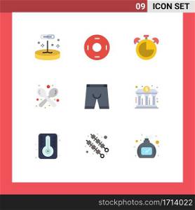 9 Flat Color concept for Websites Mobile and Apps accessories, spoon, alarm, shop, coffee Editable Vector Design Elements