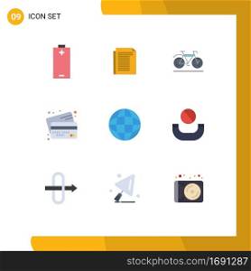 9 Flat Color concept for Websites Mobile and Apps biology, money, bicycle, credit, banking Editable Vector Design Elements