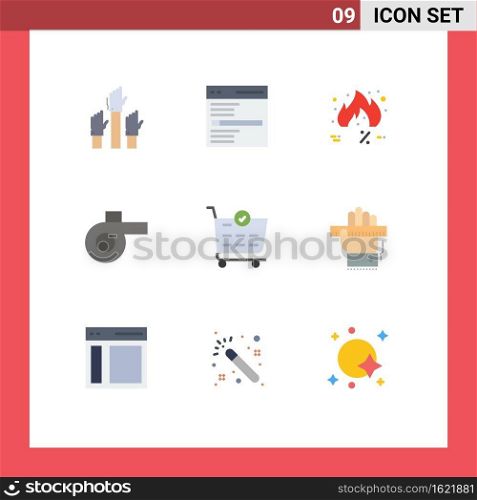 9 Flat Color concept for Websites Mobile and Apps buy, sport, search, trending, hot Editable Vector Design Elements