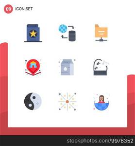 9 Flat Color concept for Websites Mobile and Apps condensed, home, web, property, location Editable Vector Design Elements