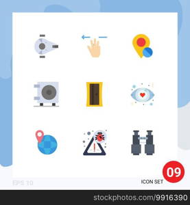 9 Flat Color concept for Websites Mobile and Apps education, money, three fingers, cash, pin Editable Vector Design Elements