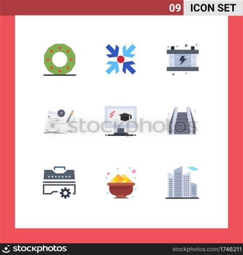 9 Flat Color concept for Websites Mobile and Apps education, quest, electricity, mission, game Editable Vector Design Elements