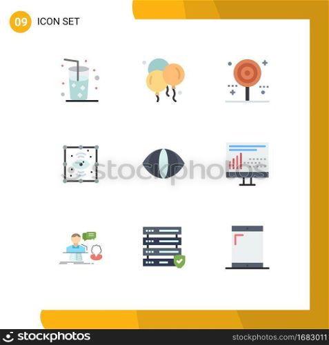 9 Flat Color concept for Websites Mobile and Apps face, view, celebration, eye, creative Editable Vector Design Elements