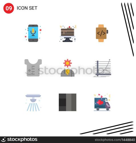 9 Flat Color concept for Websites Mobile and Apps help, call, pancake, shirt, baby Editable Vector Design Elements