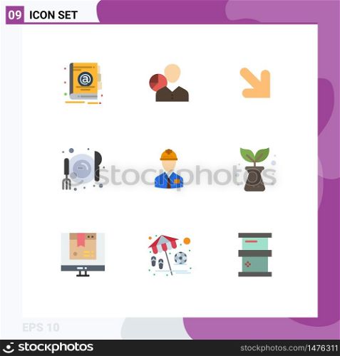 9 Flat Color concept for Websites Mobile and Apps industry, food, person, diet, right Editable Vector Design Elements