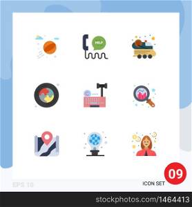 9 Flat Color concept for Websites Mobile and Apps internet, copyright, automobile, puzzle, cd Editable Vector Design Elements