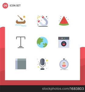 9 Flat Color concept for Websites Mobile and Apps mac, app, watermelon, geography, earth Editable Vector Design Elements