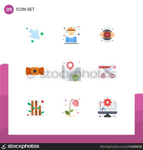 9 Flat Color concept for Websites Mobile and Apps security, tie, eye, hipster, bow Editable Vector Design Elements