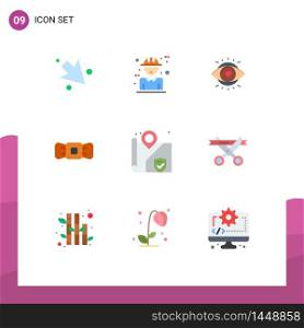9 Flat Color concept for Websites Mobile and Apps security, tie, eye, hipster, bow Editable Vector Design Elements