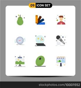 9 Flat Color concept for Websites Mobile and Apps time, clockwise, swatch, clock, worker Editable Vector Design Elements