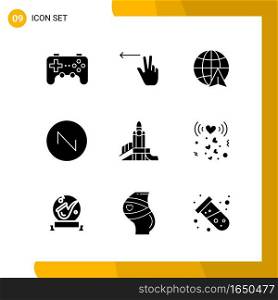 9 Icon Set. Solid Style Icon Pack. Glyph Symbols isolated on White Backgound for Responsive Website Designing.. Creative Black Icon vector background
