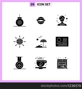 9 Icons in Solid Style. Glyph Symbols on White Background. Creative Vector Signs for Web mobile and Print.. Creative Black Icon vector background