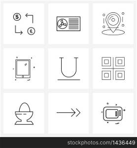 9 Interface Line Icon Set of modern symbols on app, text, hotel, style, phone Vector Illustration