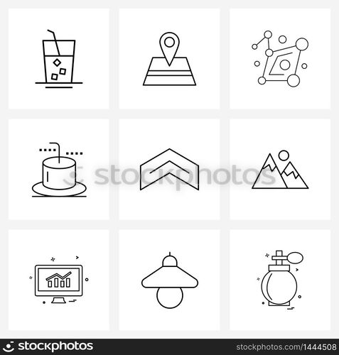 9 Interface Line Icon Set of modern symbols on basic, arrow, planets, magician, hat Vector Illustration