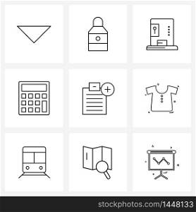9 Interface Line Icon Set of modern symbols on education, clip, candy machine, math, business Vector Illustration