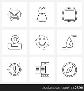 9 Interface Line Icon Set of modern symbols on emote, property, chip, estate, call Vector Illustration