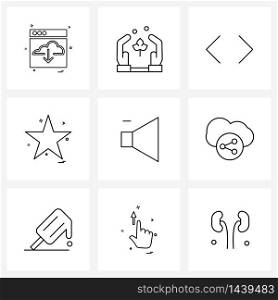 9 Interface Line Icon Set of modern symbols on star, design, nature, star, expand Vector Illustration