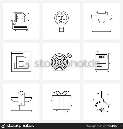 9 Interface Line Icon Set of modern symbols on web, object, solution, inbox, solutions Vector Illustration