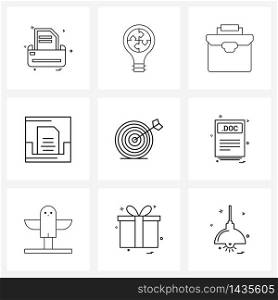 9 Interface Line Icon Set of modern symbols on web, object, solution, inbox, solutions Vector Illustration